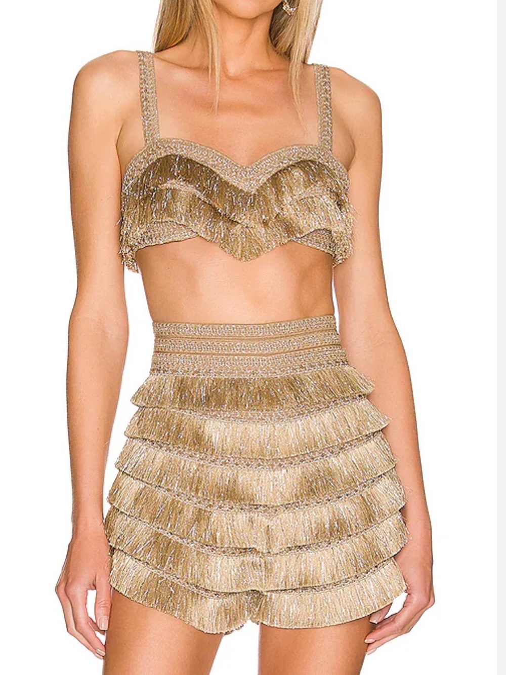 PatBo Metallic Fringe Shorts in Gold Size 4 - Picture 10 of 12